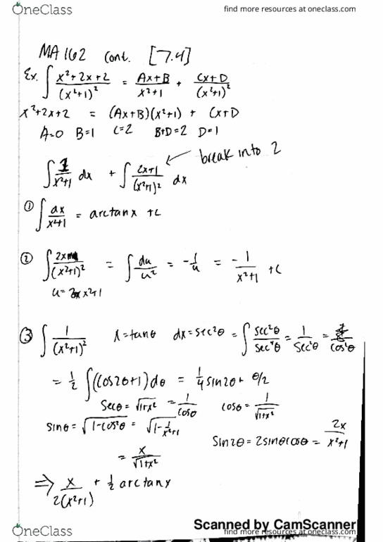 MA 16200 Lecture 18: Integration by partial fractions using polynomials thumbnail