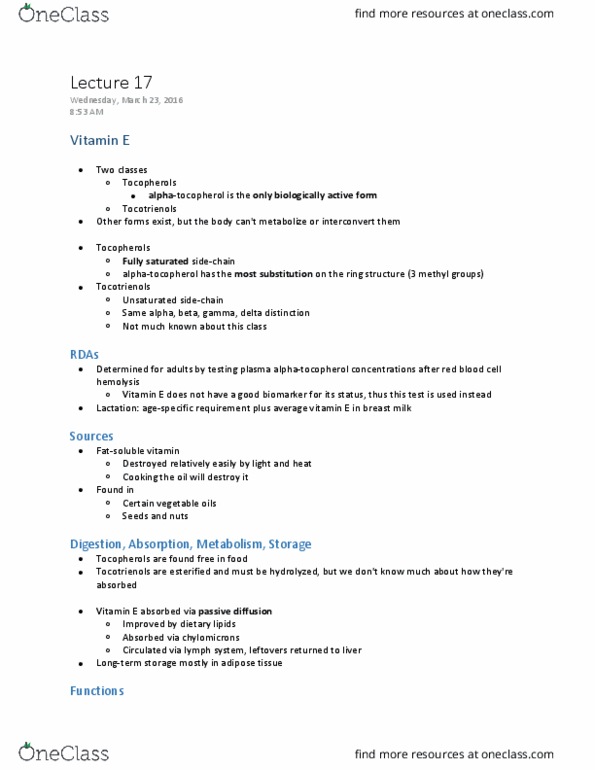 NFS382H1 Lecture Notes - Lecture 17: Vitamin K Deficiency, Glutathione Peroxidase, Cytochrome P450 thumbnail