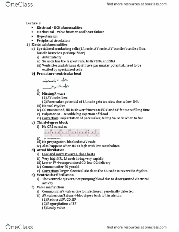 PGY 300 Lecture Notes - Lecture 9: Ventricular Fibrillation, Heart Valve, Atrial Fibrillation thumbnail