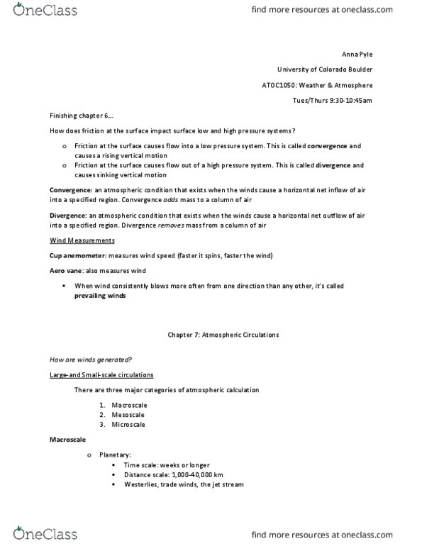 ATOC 1050 Lecture Notes - Lecture 14: Anemometer, Clear-Air Turbulence, Jet Stream thumbnail