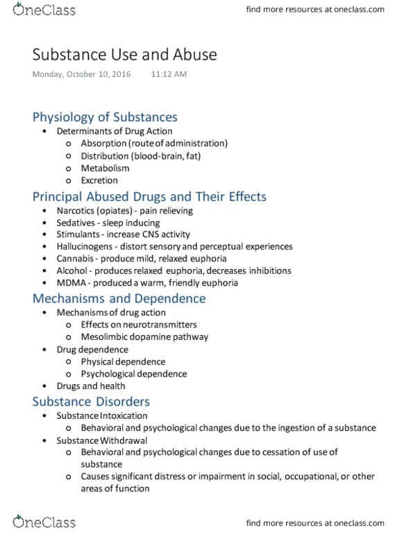 PSYC 101 Lecture Notes - Lecture 20: Psychological Dependence, Hallucinogen, Cirrhosis thumbnail