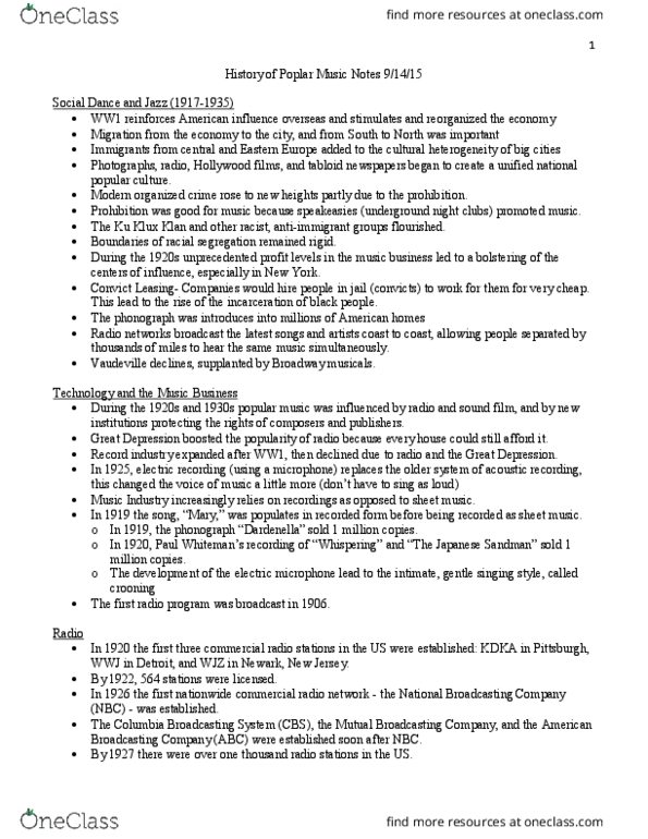 MUSA1300 Lecture Notes - Lecture 5: Nbc, American Broadcasting Company, Cbs thumbnail