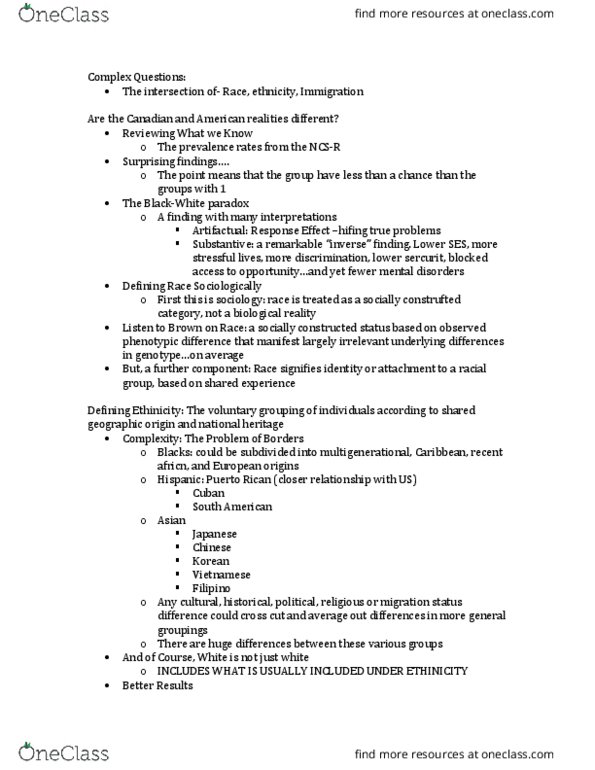 SOC363H1 Lecture Notes - Lecture 5: Race And Ethnicity In The United States, Visible Minority, American Broadcasting Company thumbnail