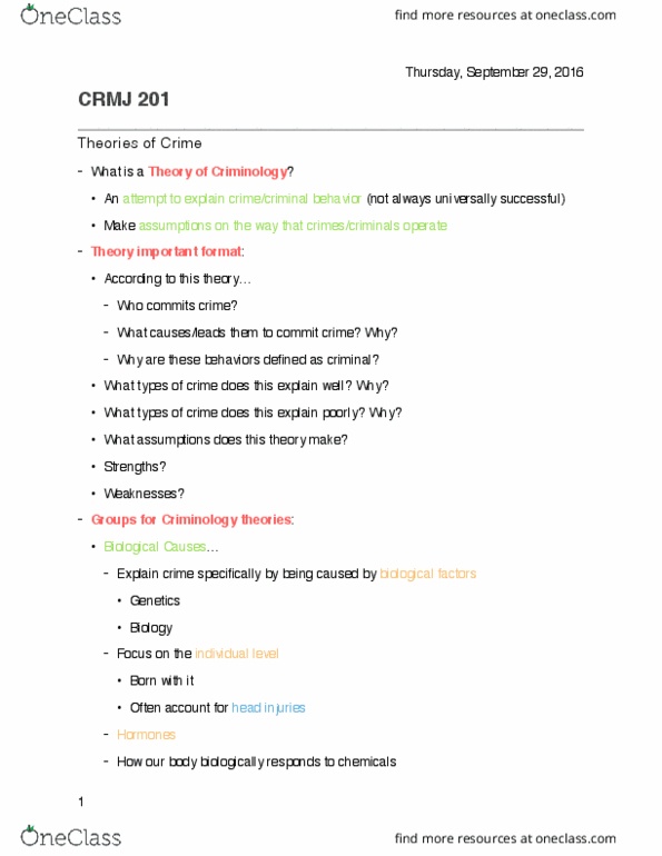 CRMJ 201 Lecture Notes - Lecture 1: Twin Study, Psychoanalysis, Impulsivity thumbnail