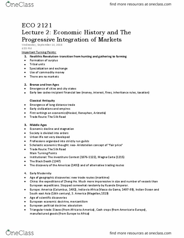 ECO 2121 Lecture Notes - Lecture 2: Factory System, Xuande Emperor, Commodity Money thumbnail