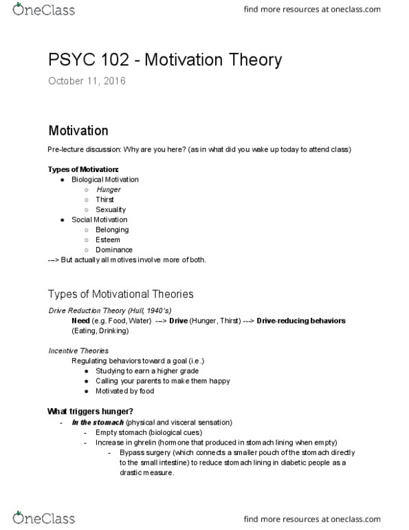 PSYC 102 Lecture Notes - Lecture 8: Basal Metabolic Rate, Bypass Surgery, Hypoglycemia thumbnail