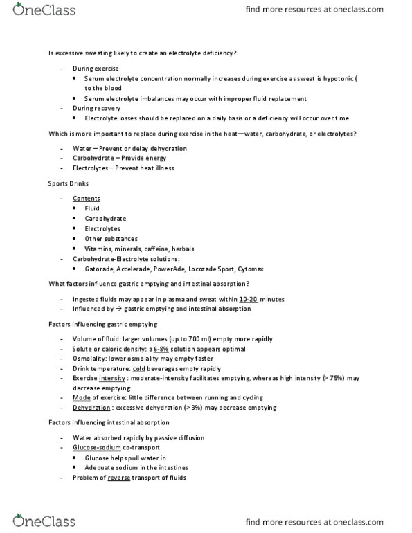 FDNS 2050 Lecture Notes - Lecture 17: Heat Illness, Molality, Fluid Replacement thumbnail