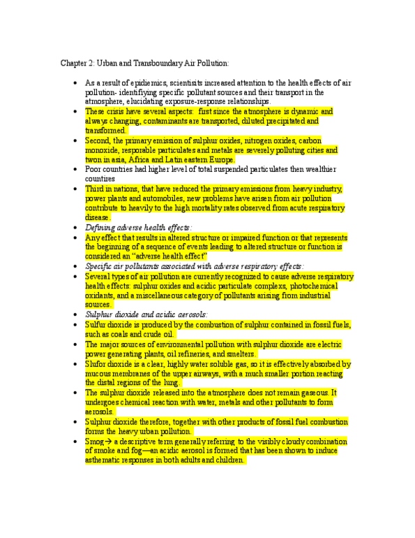 ENVS 1500 Chapter Notes - Chapter 2: Influenza-Like Illness, Bronchitis, Antimetabolite thumbnail