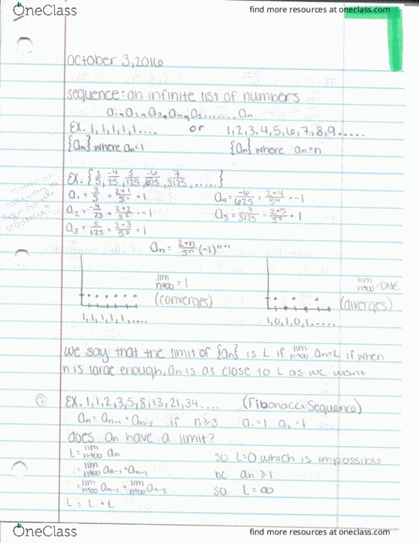MATH 141 Lecture Notes - Lecture 8: Fibonacci Number, Golden Ratio, If And Only If thumbnail
