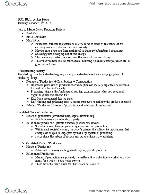 SOCI 1001H Lecture Notes - Lecture 5: Commodification, Complex Number, Rationality thumbnail