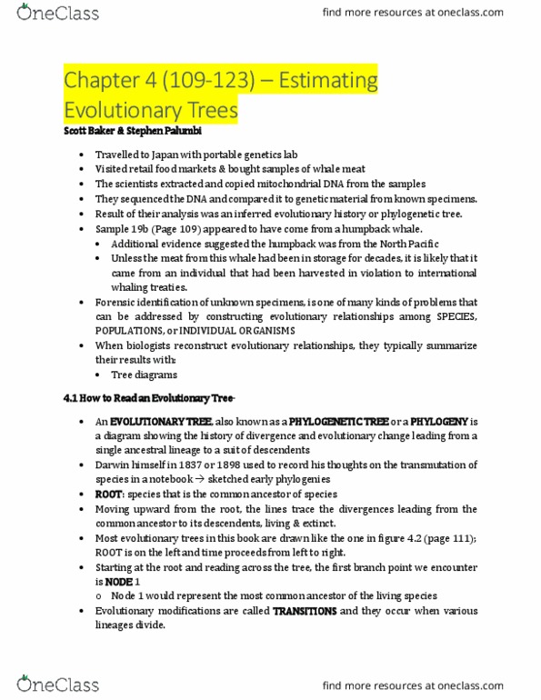 PHLB09H3 Chapter Notes - Chapter 4: Stephen Palumbi, Forensic Identification, The Scientists thumbnail