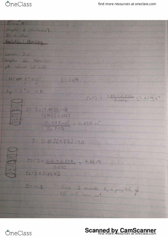 CHE 310 Lecture 9: Analytical Chemistry Lecture 9 Notes thumbnail