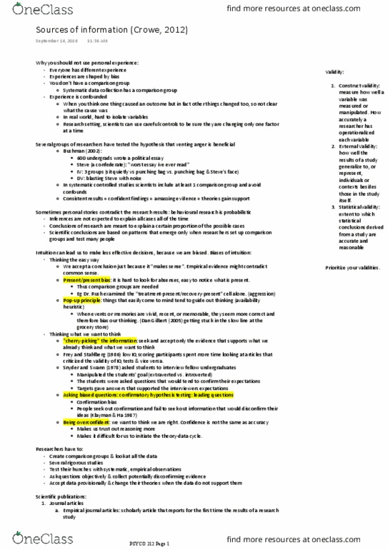 PSYCO212 Lecture Notes - Lecture 6: Statistical Hypothesis Testing, Google Scholar, Cherry Picking thumbnail