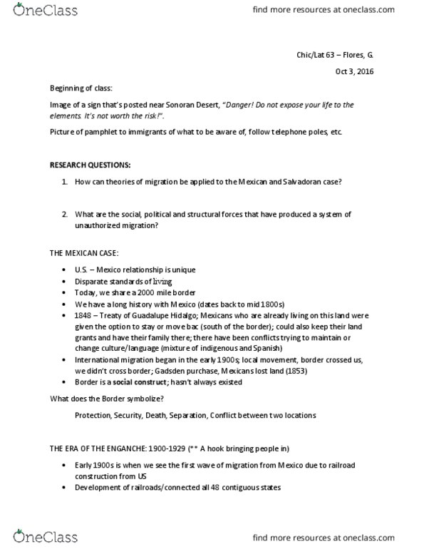 CHC/LAT 63 Lecture Notes - Lecture 3: Operation Wetback, Immigration, Remittance thumbnail