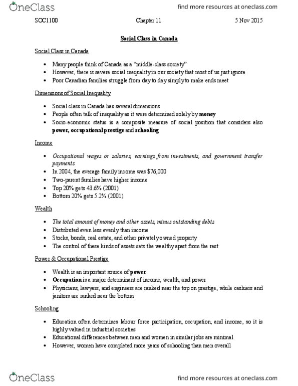 SOC 1100 Lecture Notes - Lecture 10: Socioeconomic Status, Social Inequality, Affordable Housing thumbnail