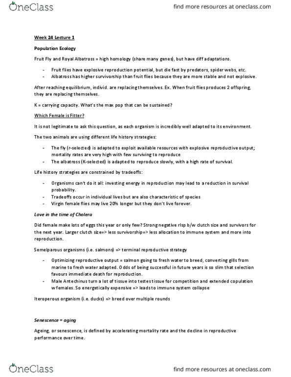 BIOL 103 Lecture Notes - Lecture 34: Thomas Robert Malthus, Semelparity And Iteroparity thumbnail