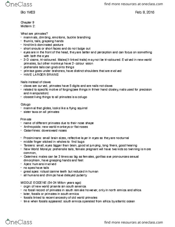 BIOLOGY 1M03 Chapter Notes - Chapter 9: Pelvis, Homo Ergaster, Femur Neck thumbnail