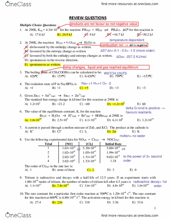 CHEM 1050 Lecture Notes - Lecture 12: Joule, Boiling Point, Reaction Rate Constant thumbnail