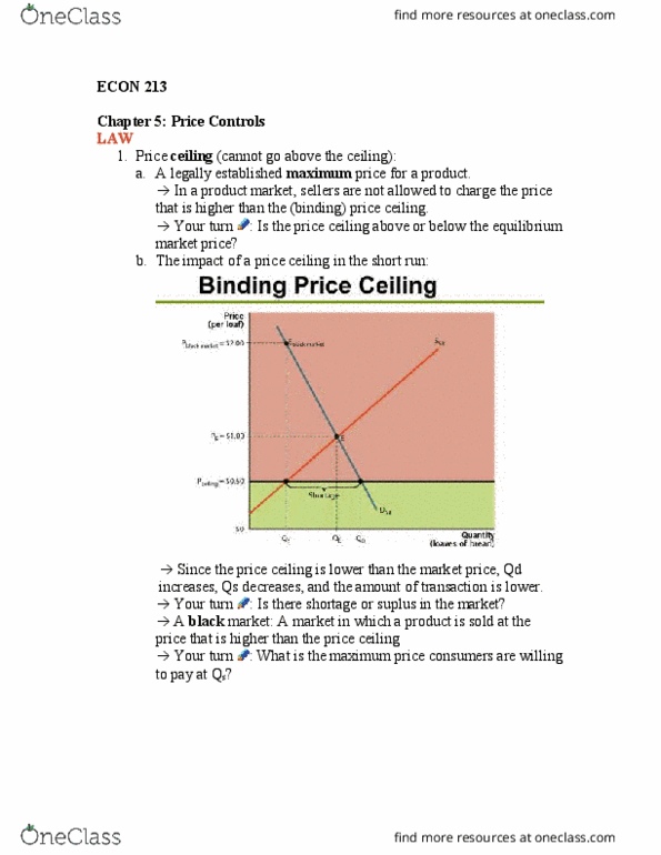 ECNC 213 Lecture Notes - Lecture 11: Price Gouging, Price Ceiling, Rent Regulation thumbnail