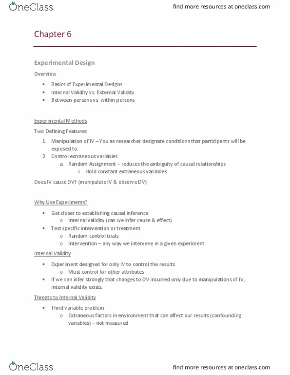 PSY 250 Lecture Notes - Lecture 8: Dependent And Independent Variables, Causal Inference, Internal Validity thumbnail