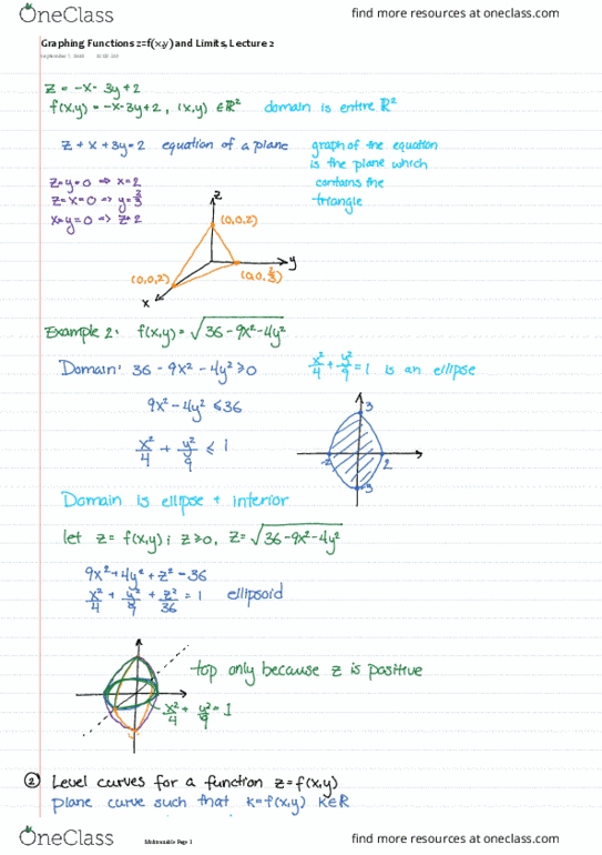 MATH209 Lecture 2: Graphing Functions z=f(x,y) and Limits, Lecture 2 thumbnail