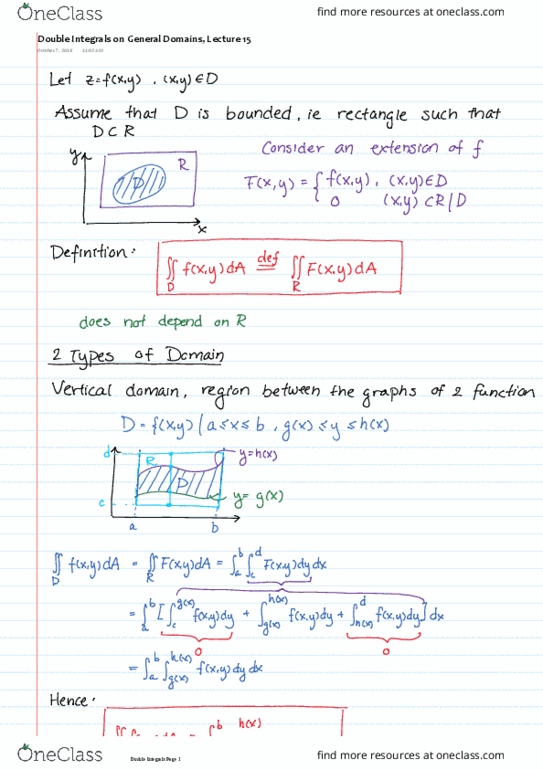 MATH209 Lecture 15: Double Integrals on General Domains, Lecture 15 thumbnail