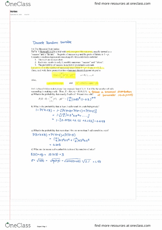 STAT235 Chapter 3: Discrete Random Variables thumbnail