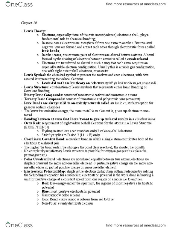 CHEM 1E03 Lecture Notes - Lecture 10: Coordinate Covalent Bond, Electron Shell, Covalent Bond thumbnail