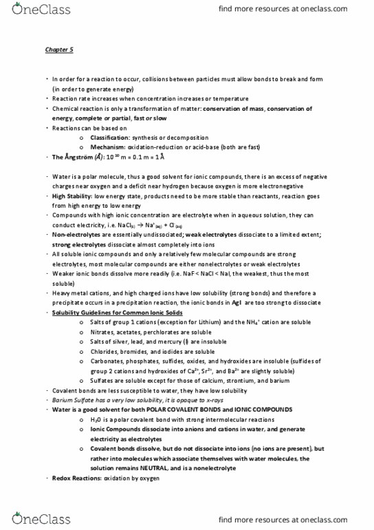 CHEM 1E03 Lecture Notes - Lecture 5: Chemical Polarity, Oxidizing Agent, Barium thumbnail