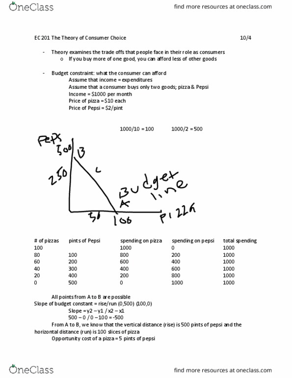 EC 201 Lecture Notes - Lecture 4: Indifference Curve, Budget Constraint, Opportunity Cost thumbnail