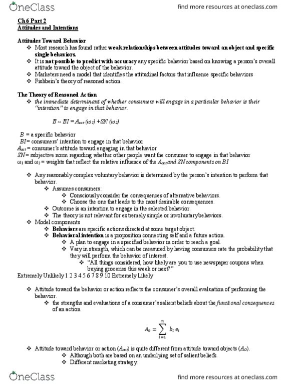 Mar 3503 Lecture Notes - Lecture 5: Theory Of Reasoned Action thumbnail