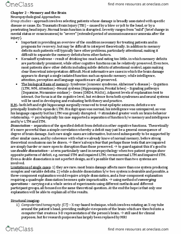 PSYC 3265 Chapter Notes - Chapter 2: Magnetic Resonance Imaging, Traumatic Brain Injury, Diffusion Mri thumbnail