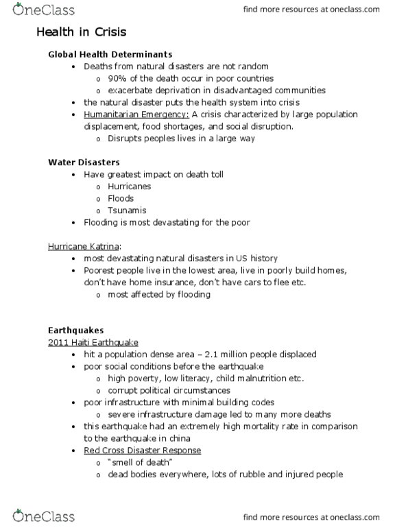 HLTH102 Lecture Notes - Lecture 3: Statelessness, Refugees International, Sphere Project thumbnail