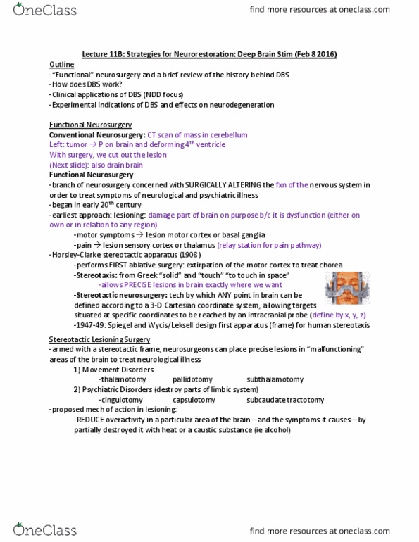 NEURO410 Lecture Notes - Lecture 11: Stereotactic Surgery, History Of Psychosurgery In The United Kingdom, Cartesian Coordinate System thumbnail