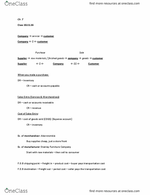 COB 241 Lecture Notes - Lecture 9: Accounts Payable, Accounts Receivable, Income Statement thumbnail