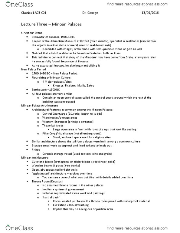 CLASSICS 1A03 Lecture Notes - Lecture 3: Knossos, Lustration, Pithos thumbnail