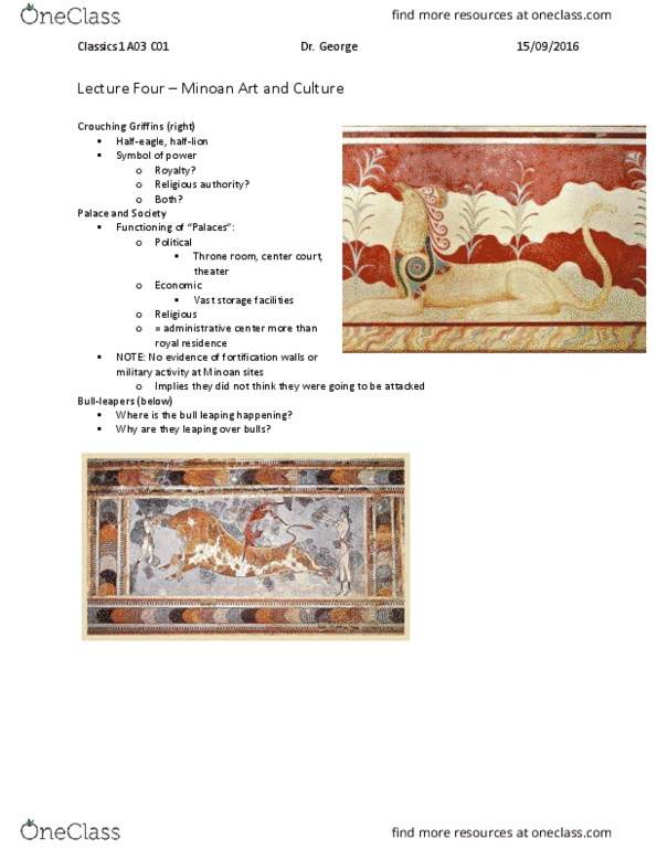 CLASSICS 1A03 Lecture Notes - Lecture 4: Bull-Leaping, Knossos, Kilt thumbnail