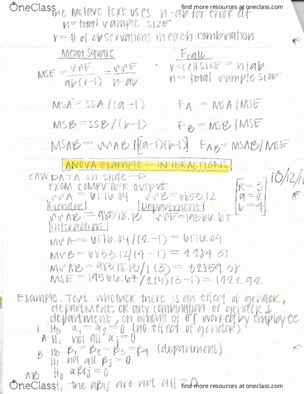 MKT 317 Lecture Notes - Lecture 10: Analysis Of Variance thumbnail