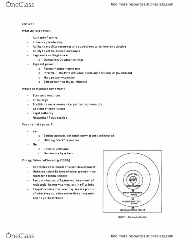 Political Science 3363F/G Lecture Notes - Lecture 5: Concentric Zone Model, Elite Theory, Elite thumbnail