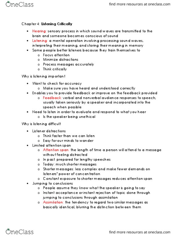 MGTA35H3 Chapter Notes - Chapter 4: Attention Span, Critical Thinking, Abbreviation thumbnail