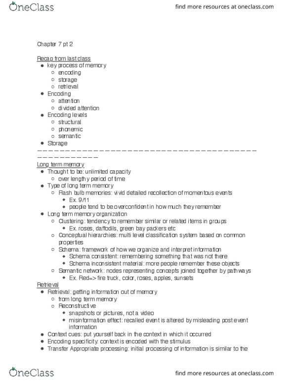 PSYCH 2010 Lecture 13: Chapter 7 pt 2 thumbnail