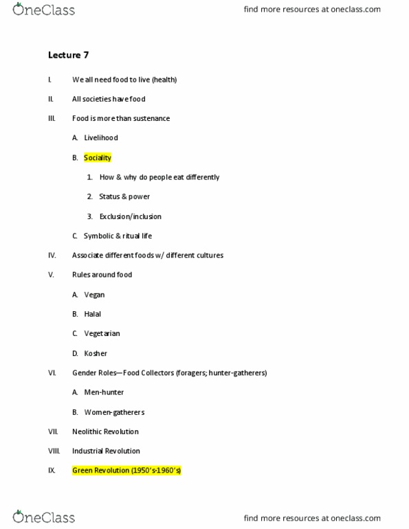 CAS AN 101 Lecture Notes - Lecture 7: Neolithic Revolution thumbnail