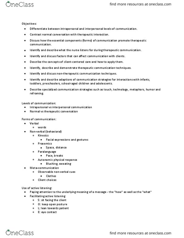 NSE 12A/B Lecture Notes - Lecture 5: Active Listening, Interpersonal Communication, Paralanguage thumbnail