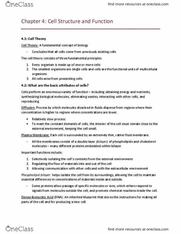 BIOL 150B Chapter Notes - Chapter 4: Nuclear Pore, Nuclear Membrane, Cell Membrane thumbnail