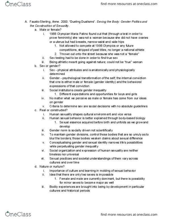 WGSS 1105 Lecture Notes - Lecture 2: Human Sexual Activity, Sexual Orientation, Fokker E.Ii thumbnail