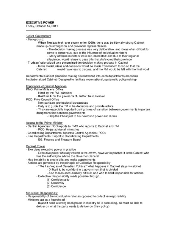 POLI 101 Lecture Notes - Treasury Board, Nonpartisanism, Decision-Making thumbnail