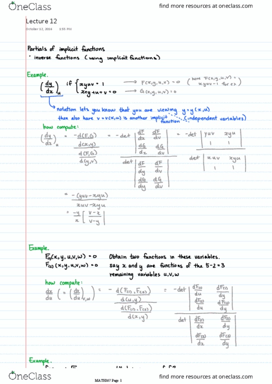 MATH 367 Lecture 12: twelve thumbnail