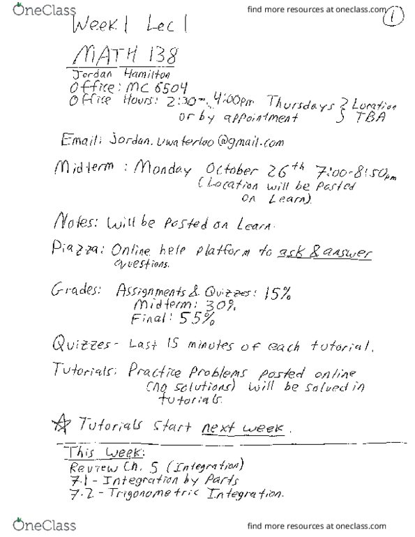 MATH138 Lecture Notes - Lecture 1: Large Hadron Collider, Tegra thumbnail