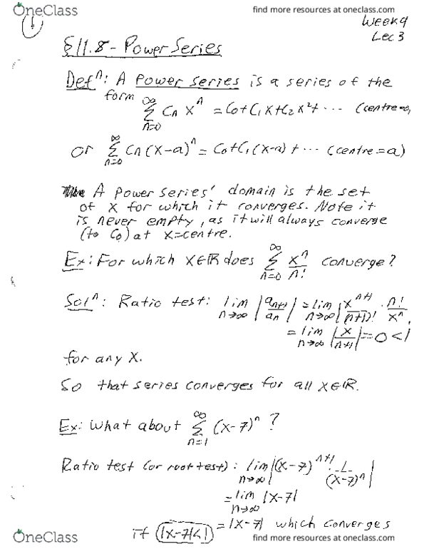 MATH138 Lecture Notes - Lecture 26: Ratio Test thumbnail