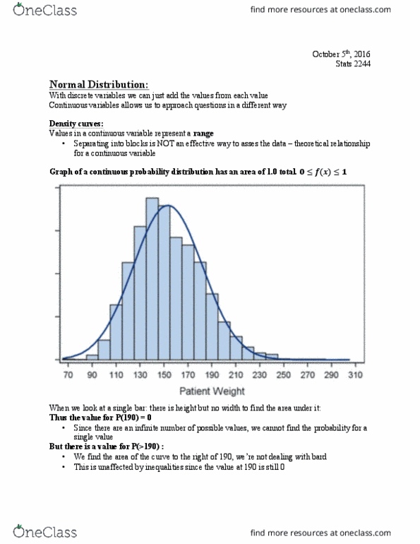 Statistical Sciences 2244A/B Lecture Notes - Lecture 7: Probability Distribution, Unimodality, Standard Deviation thumbnail